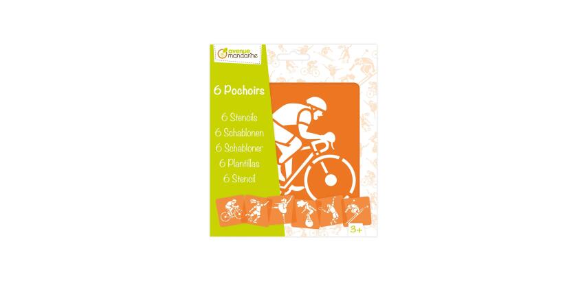 Set de 6 pochoirs enfants, Sports - Orange