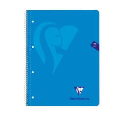 Cahier à spirale Mimesys A4+ 240 pages détachables perforées 4 trous petits carreaux et cadre en-tête 5 couleurs de bandes couverture polypropylène - Assortis