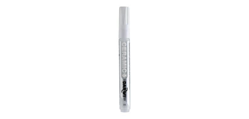 DARWI Kalte Keramikfarbe, Marker 2mm Spitze, Inhalt 6ml, Weiß - Weiß