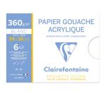 Clairefontaine Gouache & Acrylic Paper Pad - 24 x 32cm - 6 Sheets - 360gsm