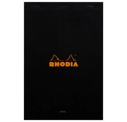 Rhodia Black Head Stapled Pad No19,Plain, A4+ - Black