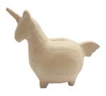 Braunes Pappmaché, Spardose Einhorn 19,5x10x15,5cm - Kraft