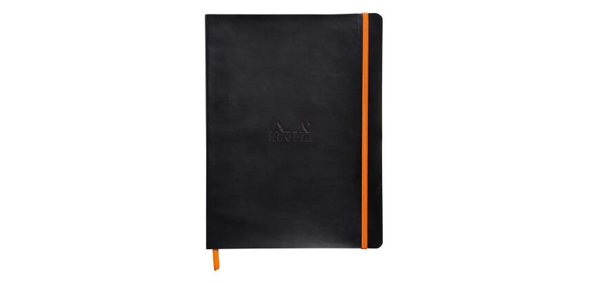 Rhodiarama carnet souple 19x25 cm 160 pages dot papier ivoire 90g fermeture élastique - Noir