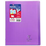 Cahier piqué Koverbook 24x32 cm 48 pages grands carreaux couverture polypropylène transparent - Violet