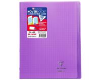 Cahier piqué Koverbook 24x32 cm 48 pages grands carreaux couverture polypropylène transparent - Violet