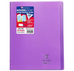 Cahier piqué Koverbook 24x32 cm 48 pages grands carreaux couverture polypropylène transparent - Violet