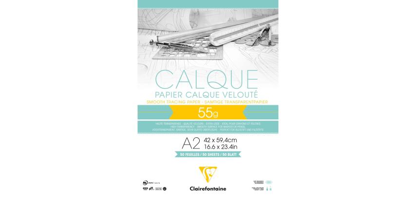 Blok Kalkpapier 50 blad 55g A2 ( 42x59,4cm).