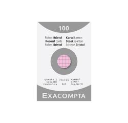 Estuche Exacompta de 100 fichas Exacompta cartulina Bristol . Cuadricula 5x5 sin taladro 74x105mm - Rosa