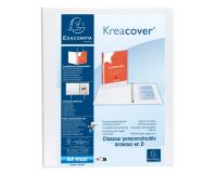 Classeur 4 anneaux cartonné Exacompta Kreacover® personnalisable A4 maxi- Dos 3,8 cm blanc