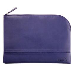Rhodiarama pochette zippée en simili cuir - taille M (16x22 cm) - Bleu nuit