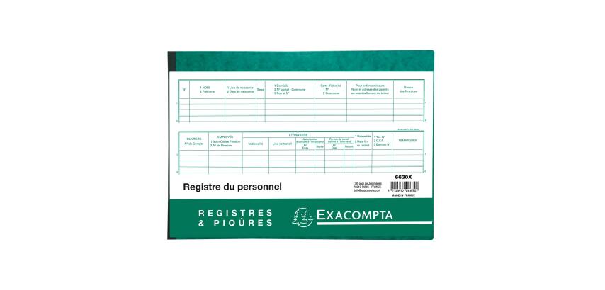 Piqûre Législation sociale - Registre du personnel : 99 inscrits - texte FR - 10 pages