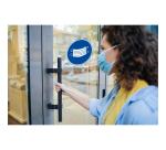 Panneau PP adhésif antidérapant Masque obligatoire 20 cm - Bleu