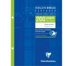 Feuillets mobiles sous étui 17x22 cm 200 pages perforées 2 trous petits carreaux