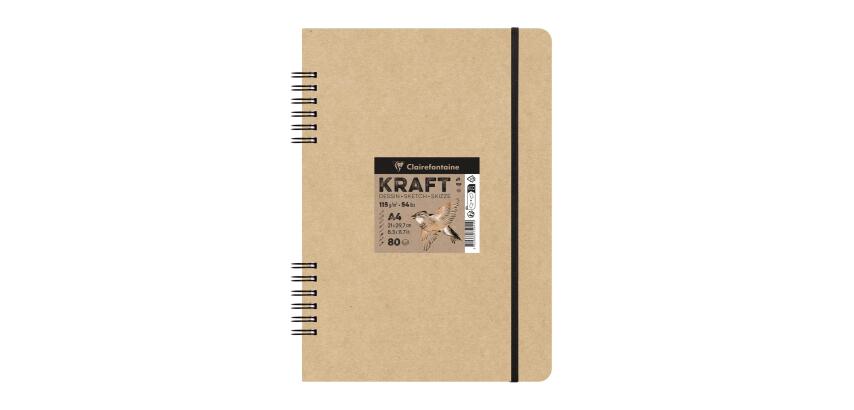 Kraft carnet double spirale 80F A4 115g
