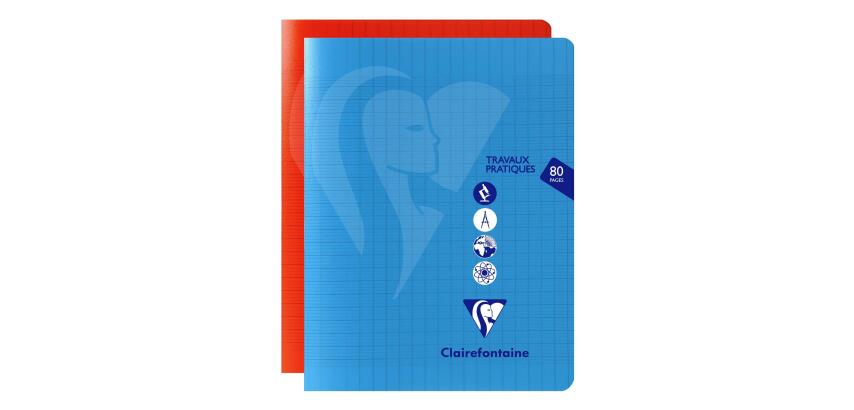 Cahier Travaux Pratiques piqué Mimesys 17x22cm 80 pages grands carreaux + uni couverture polypropylène Couleur aléatoire - Assortis
