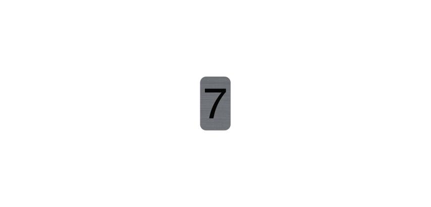 Plaque adhésive imitation Aluminium Chiffre 7 2,5x4,4 cm - Gris
