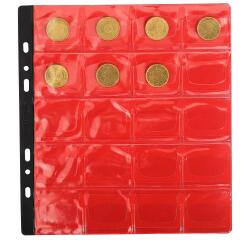 Pak van 3 hoezen voor munten - 20 vakjes van 40mm diameter - 24,5x25cm - Transparant