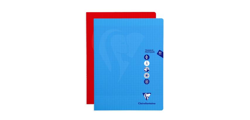 Cahier Travaux Pratiques piqué Mimesys 24x32cm 80 pages grands carreaux + uni couverture polypropylène Couleur aléatoire - Assortis