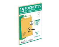 Versandtaschen haftklebend gestreiftes braunes Kraftpapier, C4 229x32mm, 90g, Packung mit 15 Stück - Braun