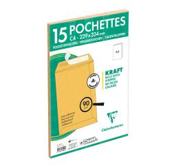 Cello 15 Enveloppen Zelfklevend bruin gelijnde kraft 90g 229x324 - Bruin