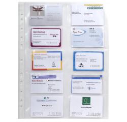 Pak van 10 geperforeerde showtassen voor visitekaartjes 10 vakjes gladde PP 11/100ste - A4 - Transparant