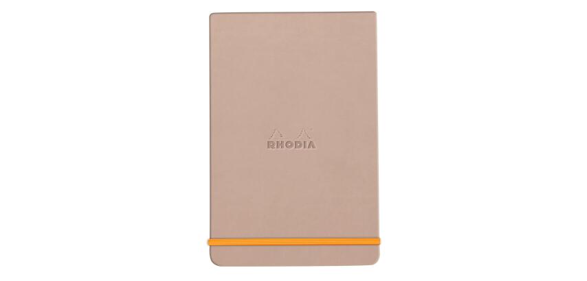 Rhodiarama Webnotepad rembordé rigide A5 192 pages ligné microperforé papier ivoire 90g fermeture élastique - Touche de rose