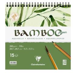 Bamboo, Spiralblock mit 15 Blatt Bambuspapier, 29,7x29,7 cm, 250g