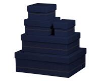 Rhodiarama set 5 boîtes gigognes simili cuir italien 44x34x16 cm - Bleu nuit