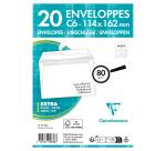 Paquet de 20 Enveloppes Blanches C6-114x162mm - Auto-Adhésives - 80g/m2 - Blanc