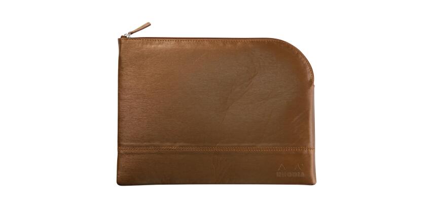 Rhodiarama pochette zippée en simili cuir - taille L (21x28 cm) - Bronze