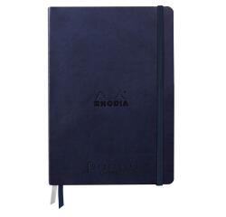 Rhodiarama Goalbook Creation rembordé rigide A5 100p papier lavis technique blanc uni 200g avec élastique - Bleu nuit