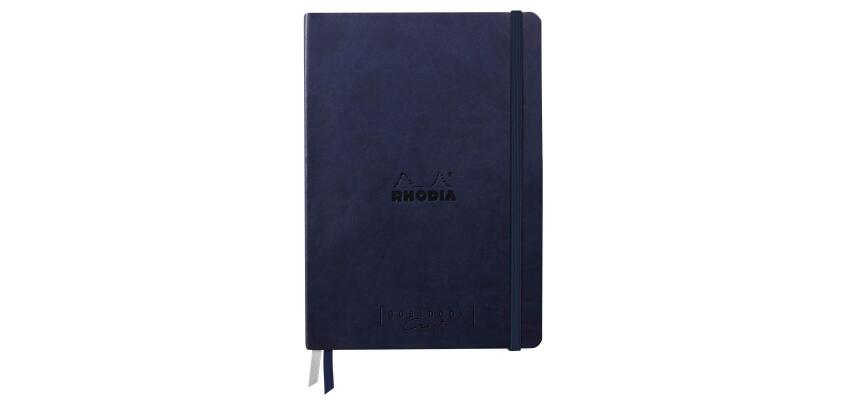 Rhodiarama Goalbook Creation rembordé rigide A5 100p papier lavis technique blanc uni 200g avec élastique - Bleu nuit
