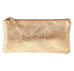 KLEO-PATHRA LEDER Tas plat 22x11 cm - goud
