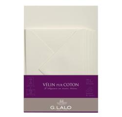 Ensemble Vélin pur coton 10 feuilles A5 et 5 enveloppes C6 - Crème