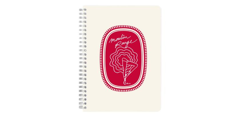 Moulin Rouge, Carnet reliure intégrale A5 14,8x21 cm, 148 pages, ligné, ass.