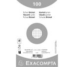 Paquete 100 fichas Exacompta cartulina Bristol retractil - cuadricula 5x5 sin taladro 125x200mm - Blanco