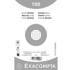 Paquete 100 fichas Exacompta cartulina Bristol retractil - cuadricula 5x5 sin taladro 125x200mm - Blanco