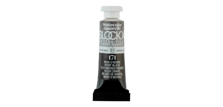 Aquarellfarbe, Elfenbeinschwarz - Tube 5ml - Elfenbeinschwarz