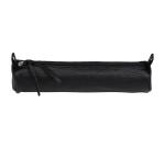Trousse petite ronde, cuir noir vieilli
