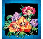 100% silk square - 90x90cm Anemones - White