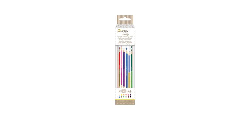 Tube de 12 crayons de couleur double pointes - Multicolore