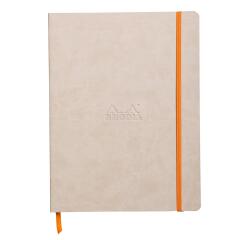 Rhodiarama softcover notitieboek 19x25 cm, 80 blad gestippeld ivoorkleurig papier van 90g, sluiting met elastiek - Beige