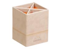 Rhodiarama pot à crayons simili cuir italien 8x8x11 cm - Beige