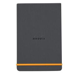 Rhodiarama Webnotepad met harde omslag A5, 96 blad, gelijnd en microgeperforeerd papier van 90g in ivoorkleur, sluiting met elastiek - Titanium