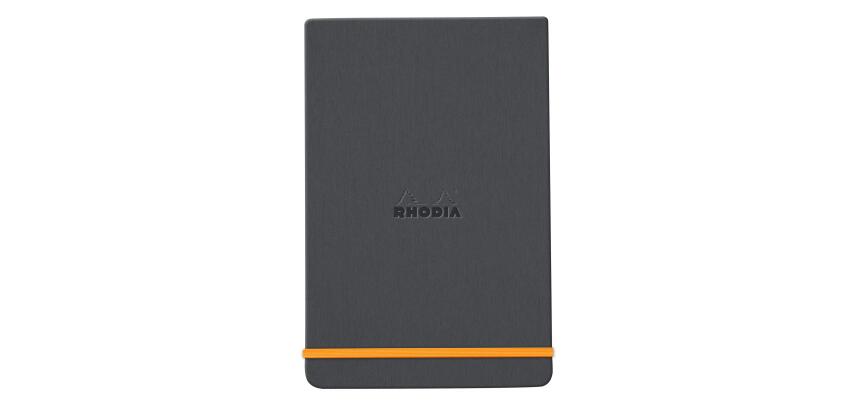 Rhodiarama Webnotepad rembordé rigide A5 192 pages ligné microperforé papier ivoire 90g fermeture élastique - Titane