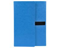 Chemise extensible 3 rabats carte lustrée sangle scratch - 24x32cm - Bleu