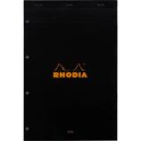 Bloc agrafé Rhodia N°20 21x31,8 cm Seyès 80 feuillets perforation 4 trous 80g - Noir