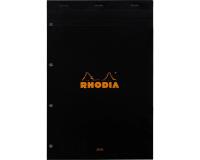 Bloc agrafé Rhodia N°20 21x31,8 cm Seyès 80 feuillets perforation 4 trous 80g - Noir
