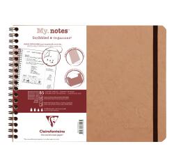 My.Notes Age Bag cahier reliure intégrale à marges détachables B5 paysage 120 pages détachables ligné + cadre en-tête - Tabac