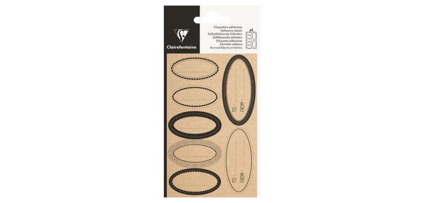 Black Oval Kraft Adhesive Label - Black